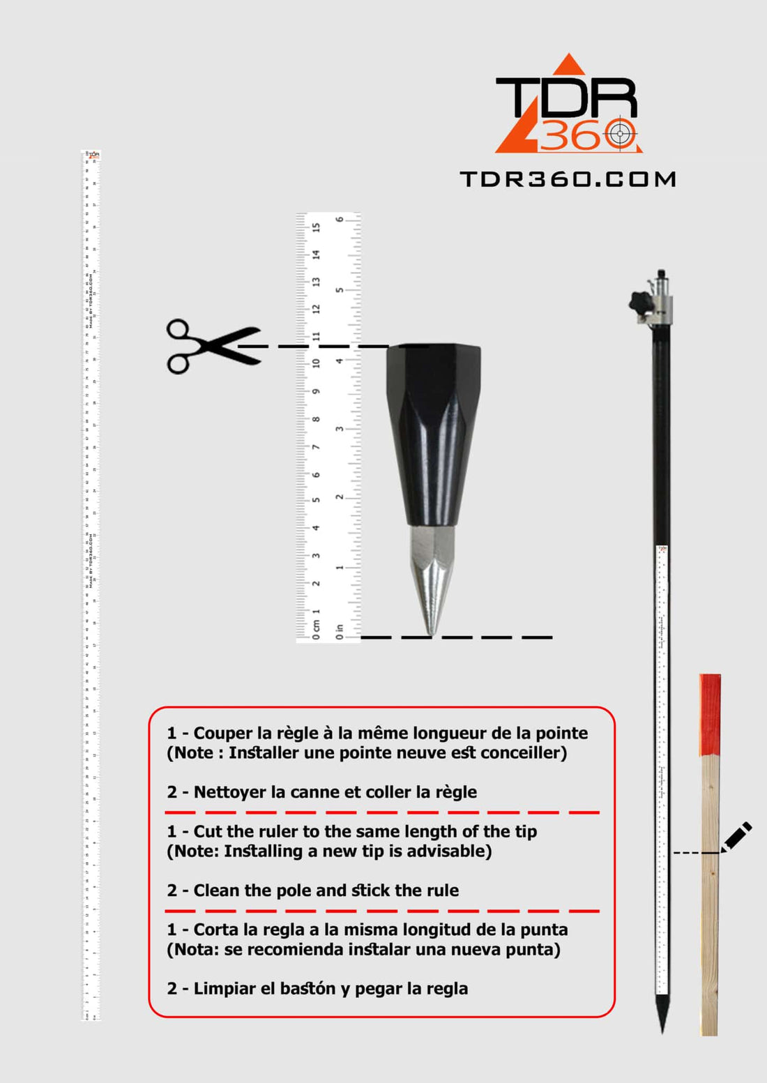 Règle-Autocollante-Pour-Canne-D-Arpentage TDR360