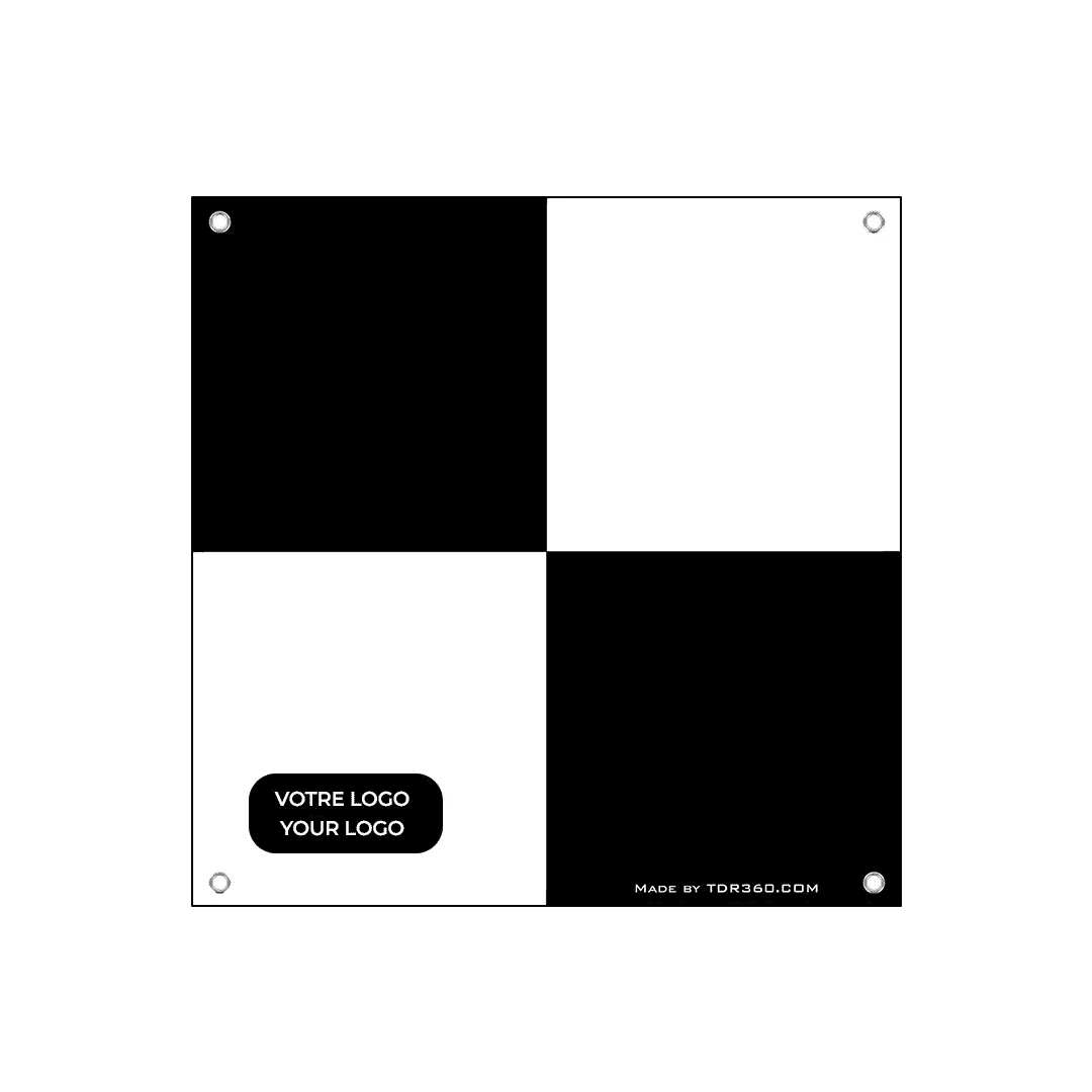 Cible drone Lidar haute visibilité avec logo personnalisable, conçue pour des relevés topographiques précis.