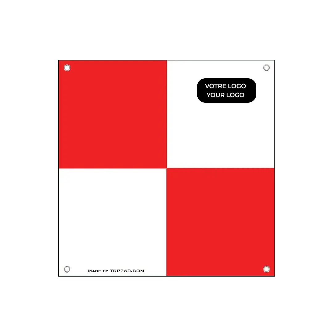 Cible drone Lidar haute visibilité avec logo personnalisable, conçue pour des relevés topographiques précis.