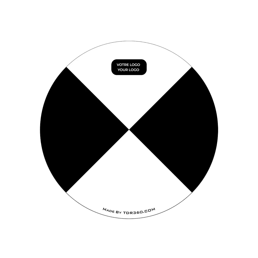 Image technique d'une cible ronde autocollante pour scanner 3D avec damier noir et blanc