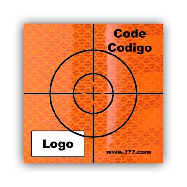 Personalized Reflective Sticker Survey Target (cross) 50mm x 50mm (2 inch) Orange