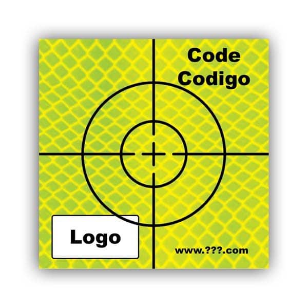 Personalized Reflective Sticker Survey Target (cross) 60mm x 60mm (2.5 inch) yellow